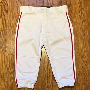 Easton Kids White Baseball Pants with Red Accents